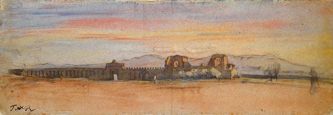 François-Auguste RAVIER - Landscape with Part of the Aurelian Walls of Rome | MasterArt